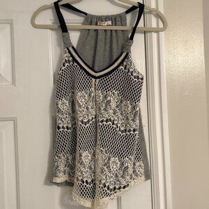 REWIND Blue & Gray Lace Tank- XS